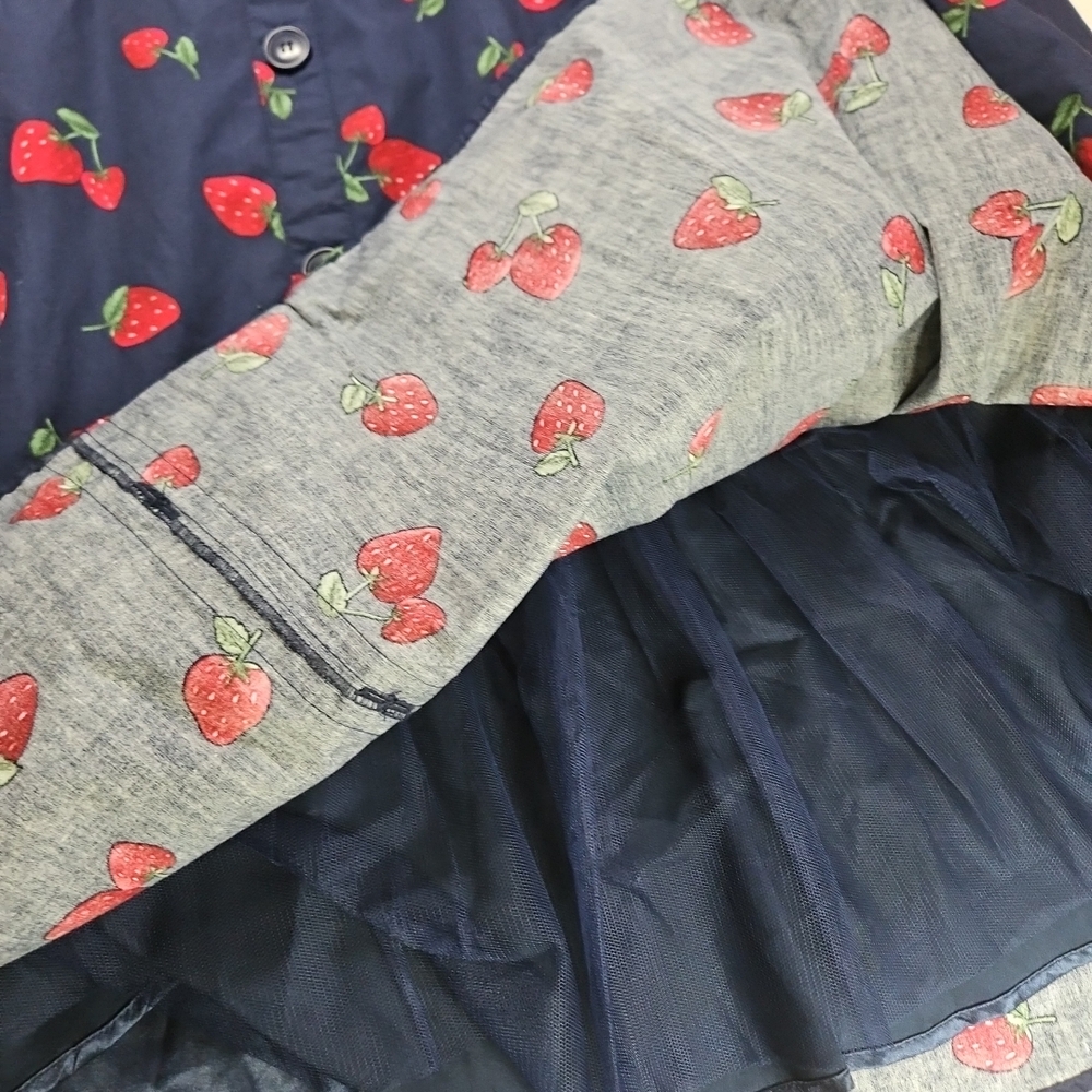 City Chic Navy Strawberry A-Line Skirt Belted Pockets - Picture 5 of 9